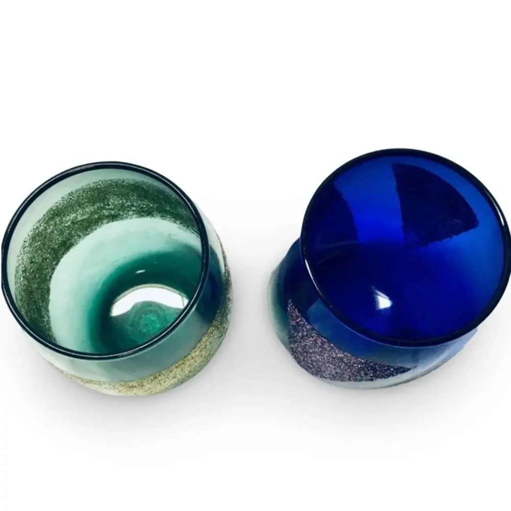 Set of 2 Colored Glass Glitter Water Tumblers